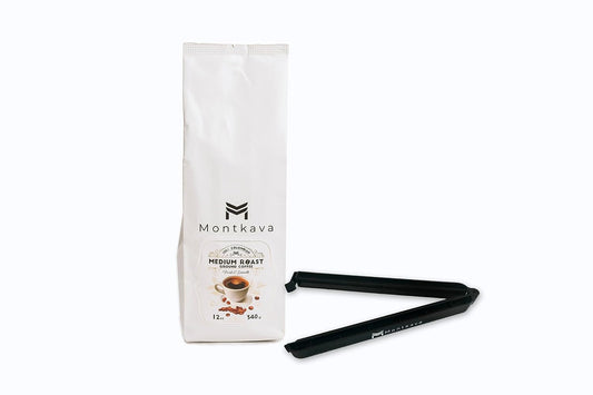 Montkava Signature Colombian Ground Coffee - Flavorful, Aromatic & Smooth - Sustainably Sourced & Freshly Roasted - Ideal for Drip, French Press & Cold Brew - 340g/12oz Bag, Includes Montkava Bag Clip