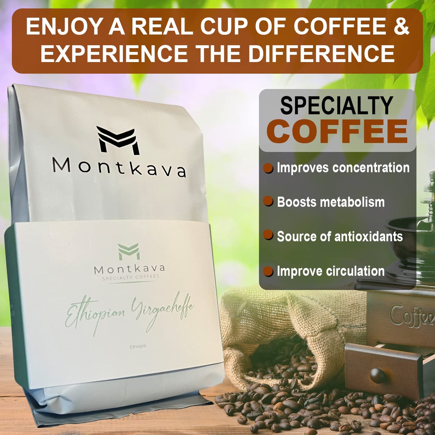 Montkava Whole Bean Coffee Gold Label Colombian Coffee and Specialty Ethiopian Coffee 2Pk 0.55 lb each